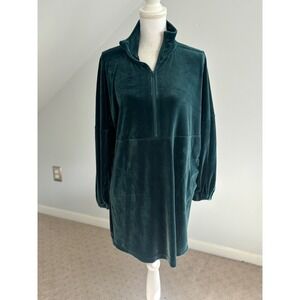 Saturday‎ Sunday Anthropologie Velour Dress Funnel Neck Pullover Green XS